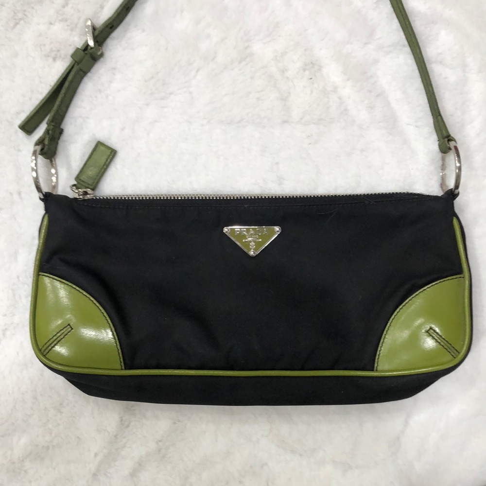 Authentic Prada Saffiano Leather & Nylon Vintage Y2K Pouchette Shoulder Bag RARE - Picture 12 of 12